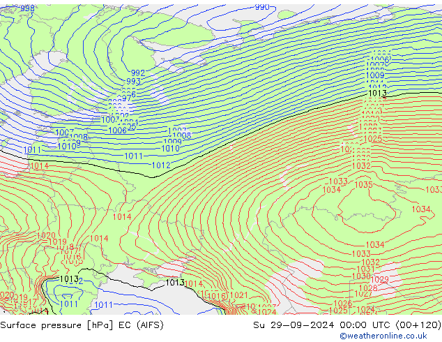 pressão do solo EC (AIFS) Dom 29.09.2024 00 UTC