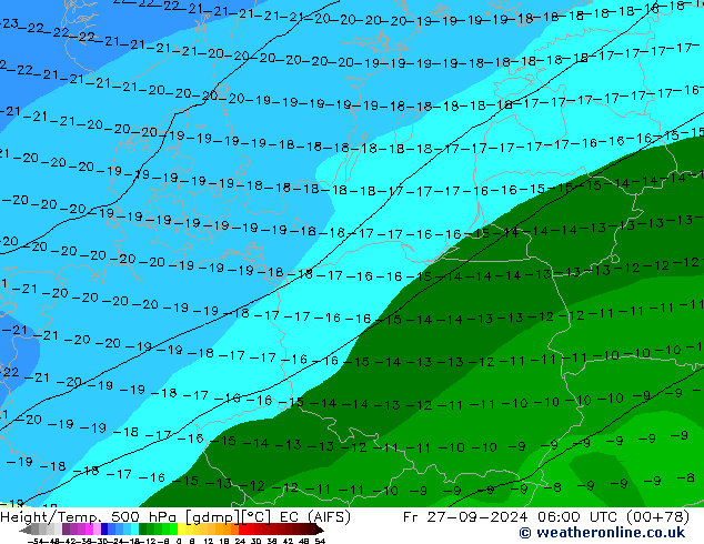 Height/Temp. 500 hPa EC (AIFS) Fr 27.09.2024 06 UTC