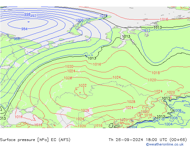 приземное давление EC (AIFS) чт 26.09.2024 18 UTC