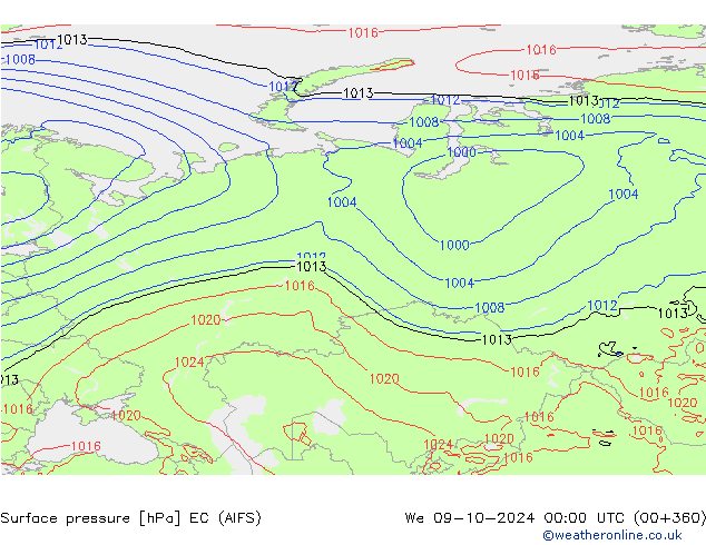 Surface pressure EC (AIFS) We 09.10.2024 00 UTC