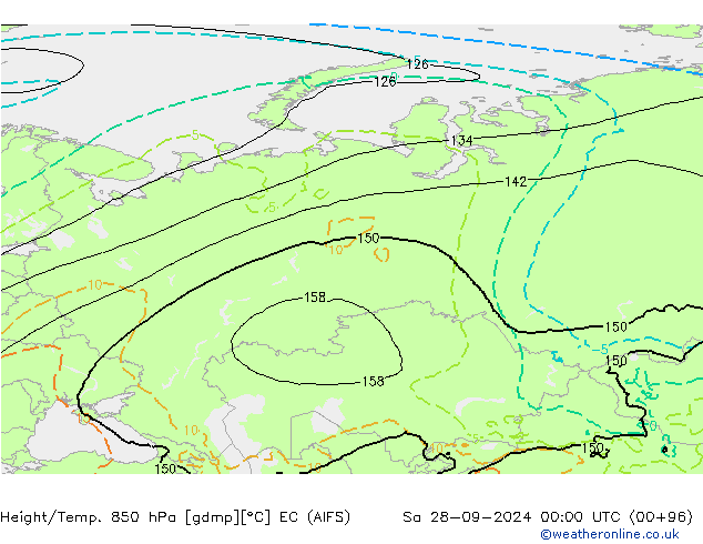 Height/Temp. 850 hPa EC (AIFS) so. 28.09.2024 00 UTC