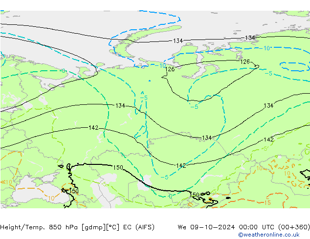 Height/Temp. 850 hPa EC (AIFS) We 09.10.2024 00 UTC