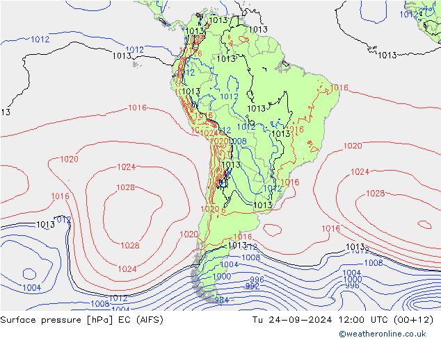 Surface pressure EC (AIFS) Tu 24.09.2024 12 UTC