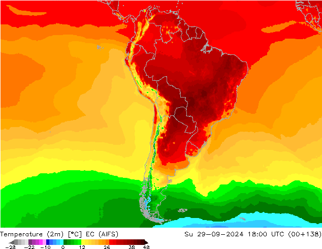 Temperatura (2m) EC (AIFS) dom 29.09.2024 18 UTC