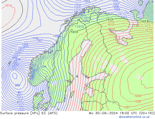 Surface pressure EC (AIFS) Mo 30.09.2024 18 UTC