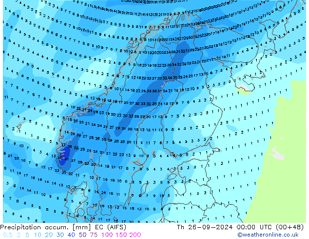 Precipitation accum. EC (AIFS)  26.09.2024 00 UTC