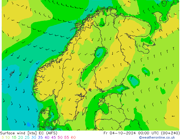 Surface wind EC (AIFS) Fr 04.10.2024 00 UTC