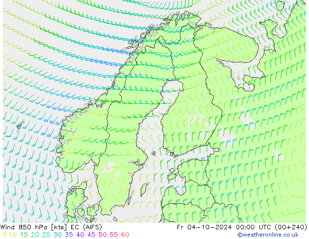 Vento 850 hPa EC (AIFS) Sex 04.10.2024 00 UTC