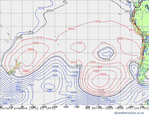 Atmosférický tlak EC (AIFS) Po 30.09.2024 18 UTC