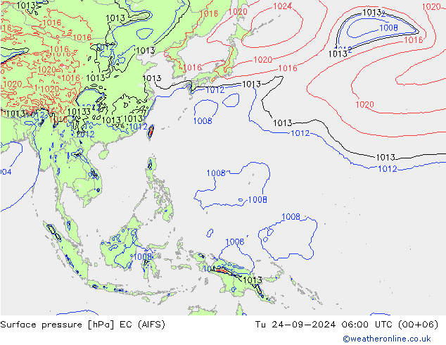 Atmosférický tlak EC (AIFS) Út 24.09.2024 06 UTC