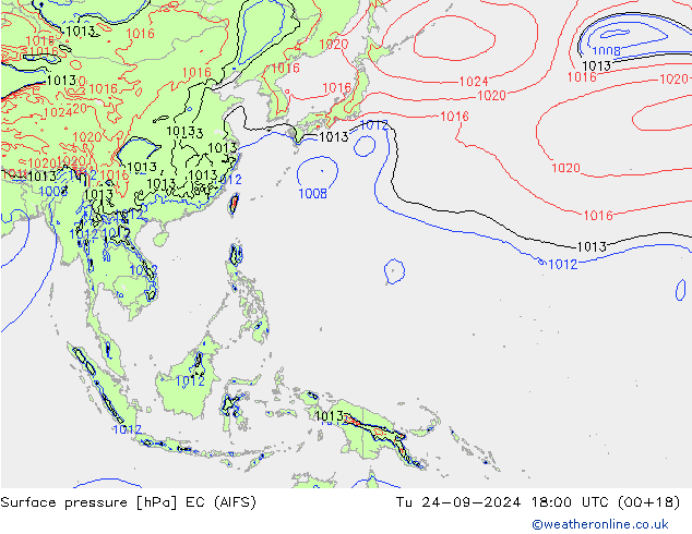 Surface pressure EC (AIFS) Tu 24.09.2024 18 UTC