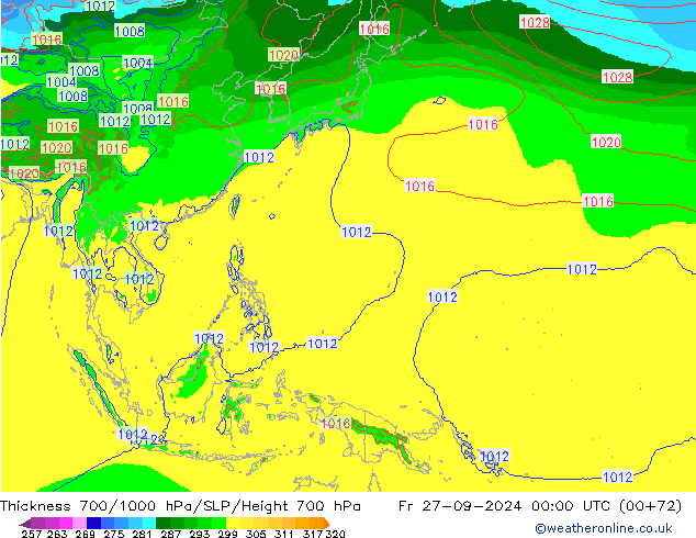 Thck 700-1000 hPa EC (AIFS)  27.09.2024 00 UTC