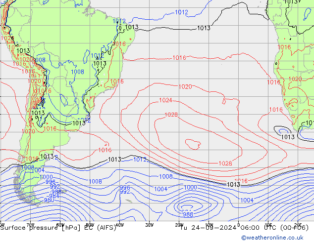 Surface pressure EC (AIFS) Tu 24.09.2024 06 UTC