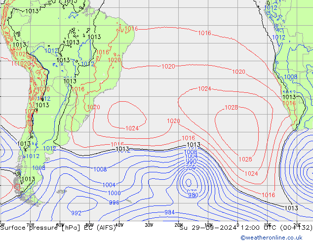 Surface pressure EC (AIFS) Su 29.09.2024 12 UTC