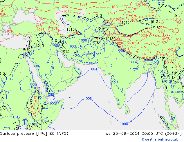 Surface pressure EC (AIFS) We 25.09.2024 00 UTC