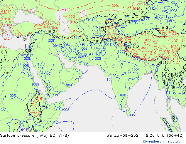 Surface pressure EC (AIFS) We 25.09.2024 18 UTC