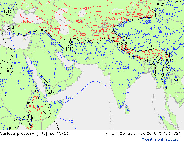 приземное давление EC (AIFS) пт 27.09.2024 06 UTC