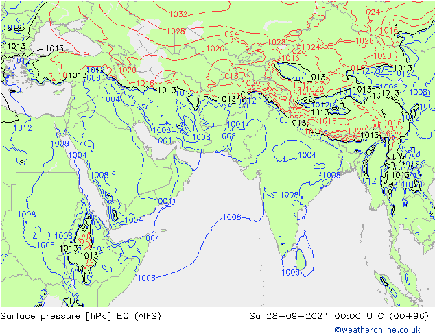 Surface pressure EC (AIFS) Sa 28.09.2024 00 UTC