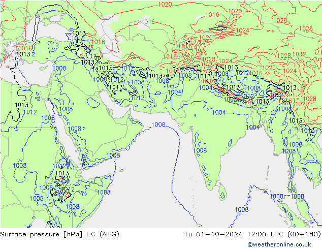 Surface pressure EC (AIFS) Tu 01.10.2024 12 UTC