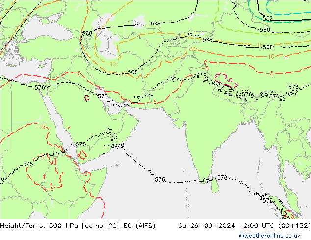 Height/Temp. 500 hPa EC (AIFS) Su 29.09.2024 12 UTC