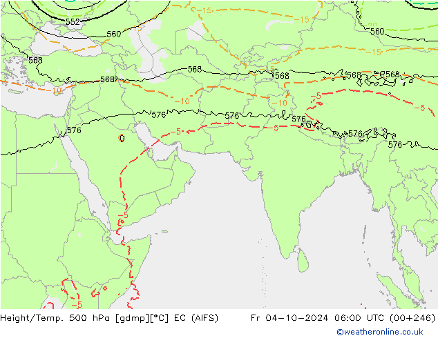 Height/Temp. 500 hPa EC (AIFS) Fr 04.10.2024 06 UTC