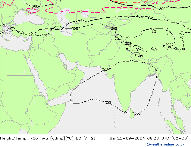 Height/Temp. 700 hPa EC (AIFS) We 25.09.2024 06 UTC