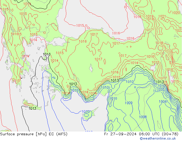 Surface pressure EC (AIFS) Fr 27.09.2024 06 UTC