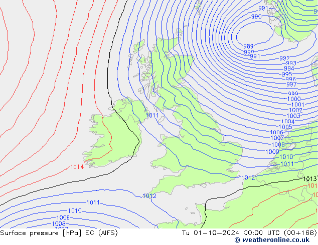 Luchtdruk (Grond) EC (AIFS) di 01.10.2024 00 UTC