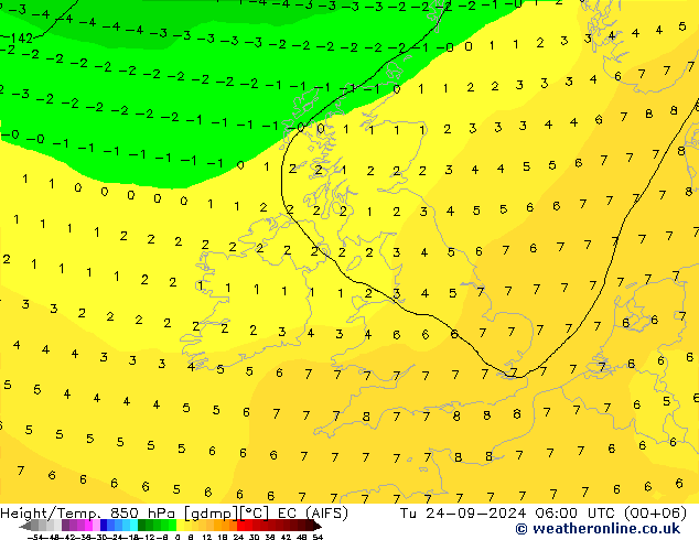 Height/Temp. 850 hPa EC (AIFS) Tu 24.09.2024 06 UTC