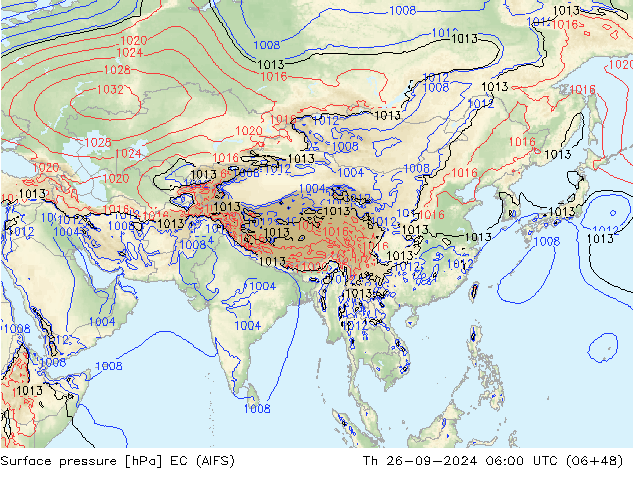 приземное давление EC (AIFS) чт 26.09.2024 06 UTC