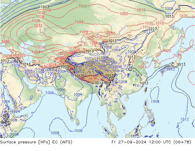 Surface pressure EC (AIFS) Fr 27.09.2024 12 UTC