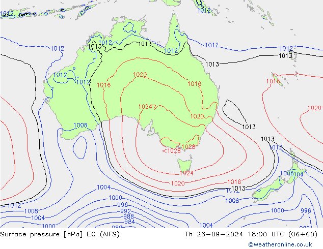 Surface pressure EC (AIFS) Th 26.09.2024 18 UTC