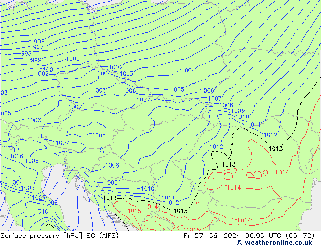 Surface pressure EC (AIFS) Fr 27.09.2024 06 UTC