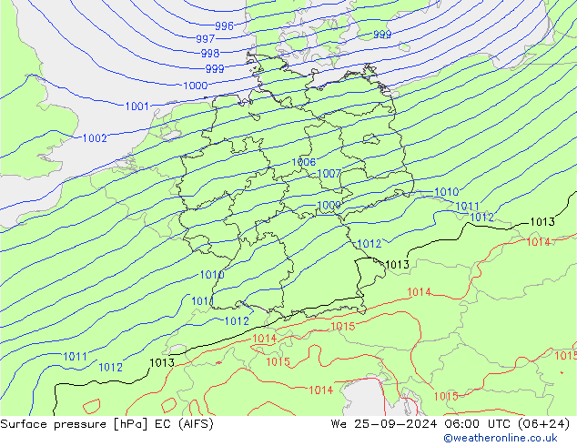 Surface pressure EC (AIFS) We 25.09.2024 06 UTC