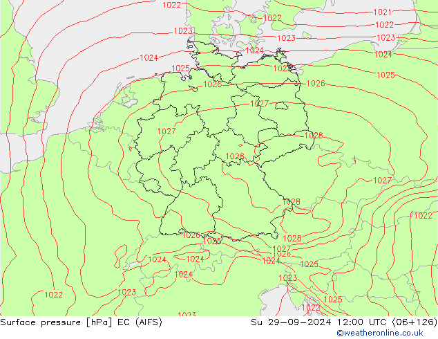 Surface pressure EC (AIFS) Su 29.09.2024 12 UTC