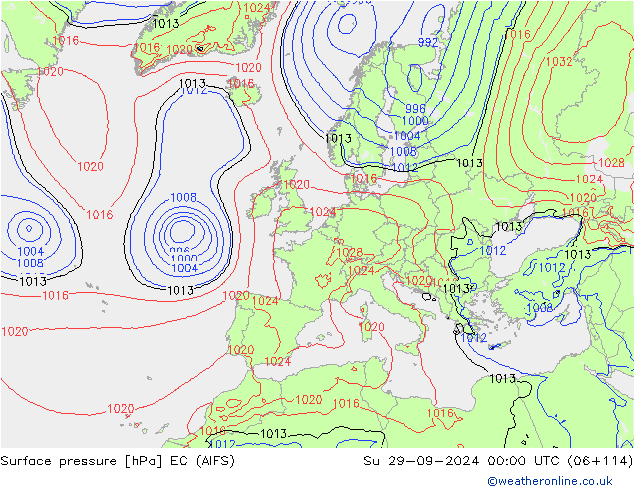 Presión superficial EC (AIFS) dom 29.09.2024 00 UTC