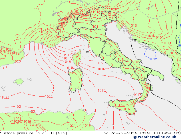 Yer basıncı EC (AIFS) Cts 28.09.2024 18 UTC