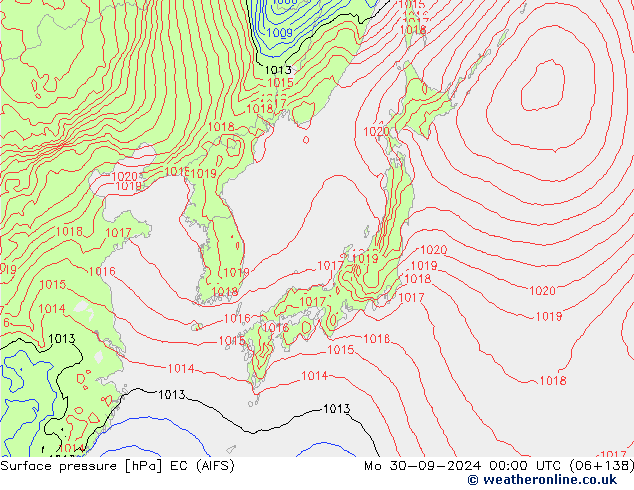 приземное давление EC (AIFS) пн 30.09.2024 00 UTC