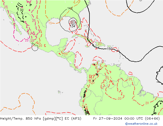 Height/Temp. 850 hPa EC (AIFS) Sex 27.09.2024 00 UTC