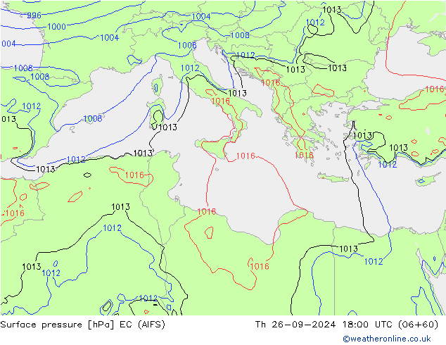 Presión superficial EC (AIFS) jue 26.09.2024 18 UTC