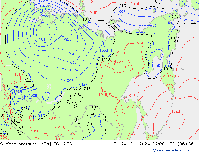 Surface pressure EC (AIFS) Tu 24.09.2024 12 UTC