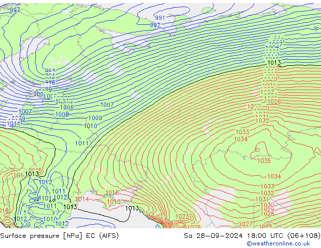 Pressione al suolo EC (AIFS) sab 28.09.2024 18 UTC