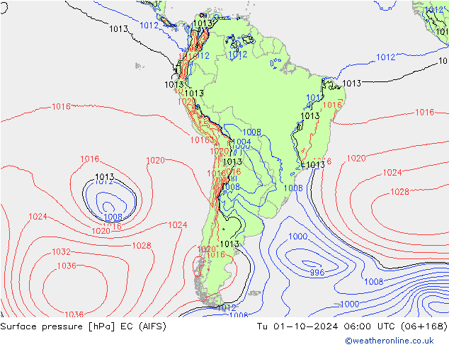 Luchtdruk (Grond) EC (AIFS) di 01.10.2024 06 UTC