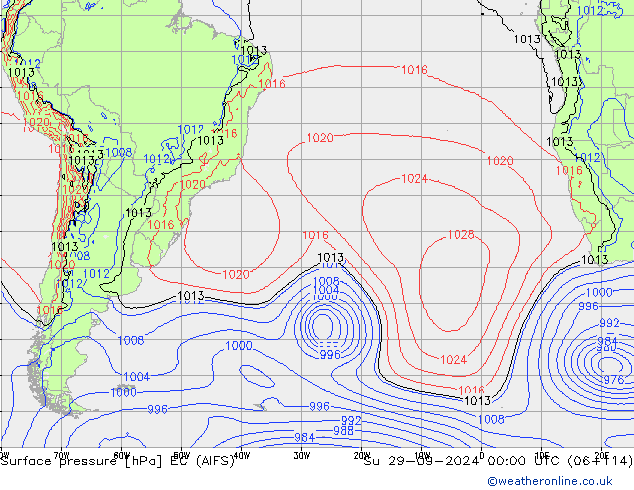 Surface pressure EC (AIFS) Su 29.09.2024 00 UTC