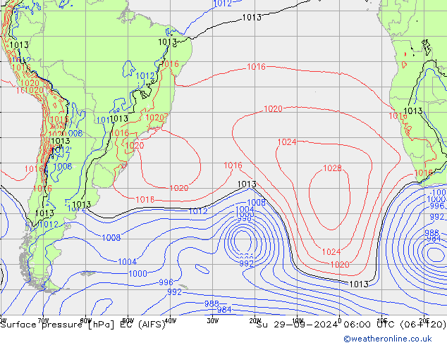 Pressione al suolo EC (AIFS) dom 29.09.2024 06 UTC