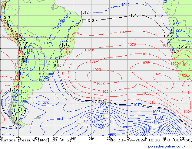 Surface pressure EC (AIFS) Mo 30.09.2024 18 UTC