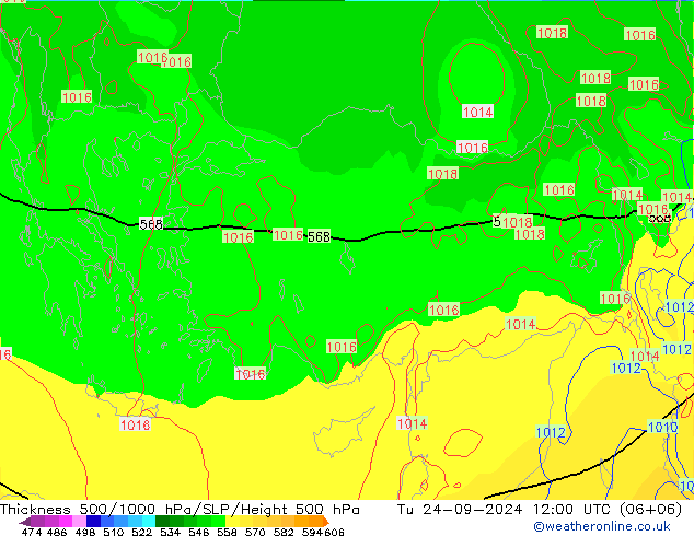 Dikte 500-1000hPa EC (AIFS) di 24.09.2024 12 UTC