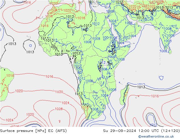 Surface pressure EC (AIFS) Su 29.09.2024 12 UTC