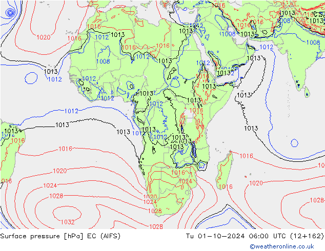 Presión superficial EC (AIFS) mar 01.10.2024 06 UTC