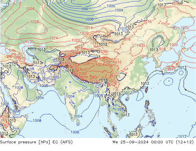 Surface pressure EC (AIFS) We 25.09.2024 00 UTC